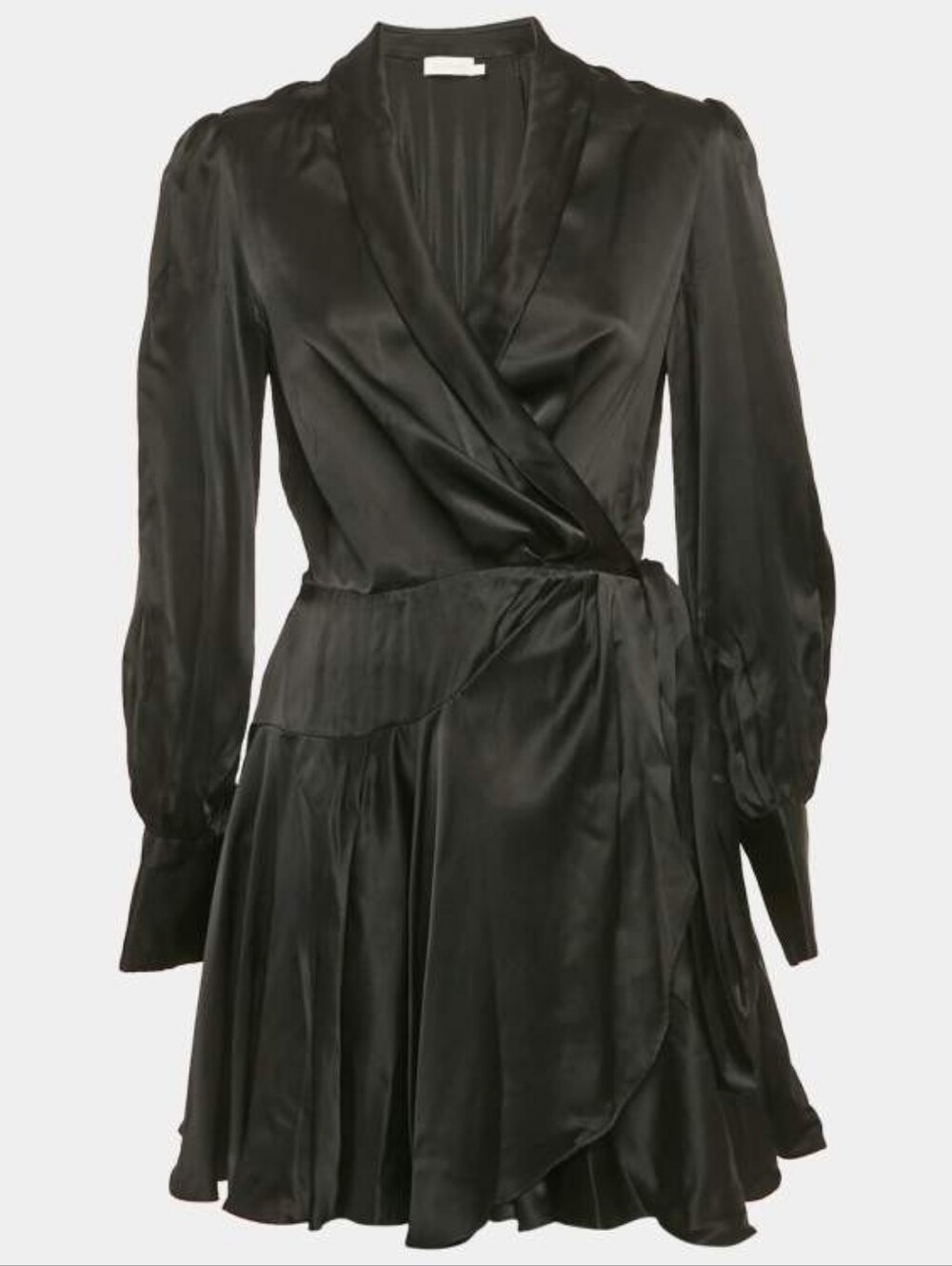 Zimmermann Satin Black Wrap Dress